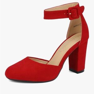 NWT DREAM PAIRS Women's High Heel Ankle Strap Closed Toe Chunky Shoes size 8.5